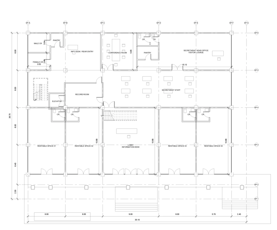 Ground floor 2D with dimensions