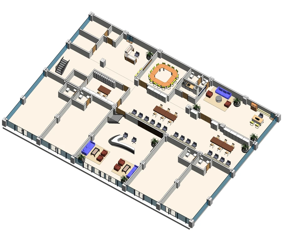Ground floor 3D view · no dimensions