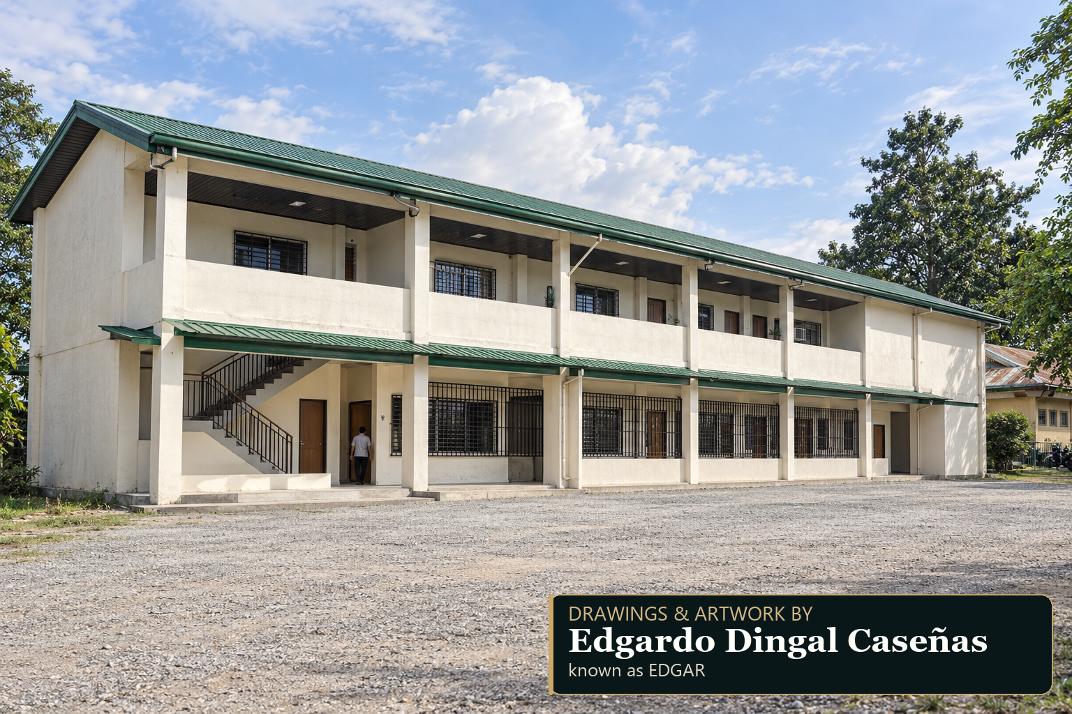 Edgar's artistic reconstruction of the former two-storey Sanggunian building, seen from the front left